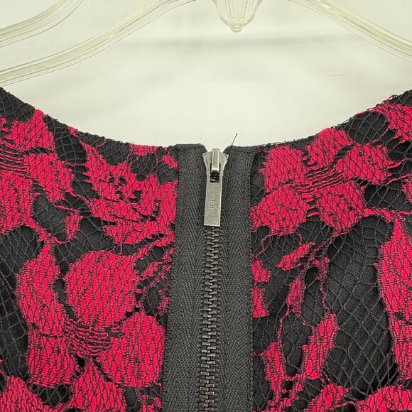 M by Maia Red Lace Overlay Midi Dress Size 4 Whimsygoth Gothic Romantic - Picture 4 of 10